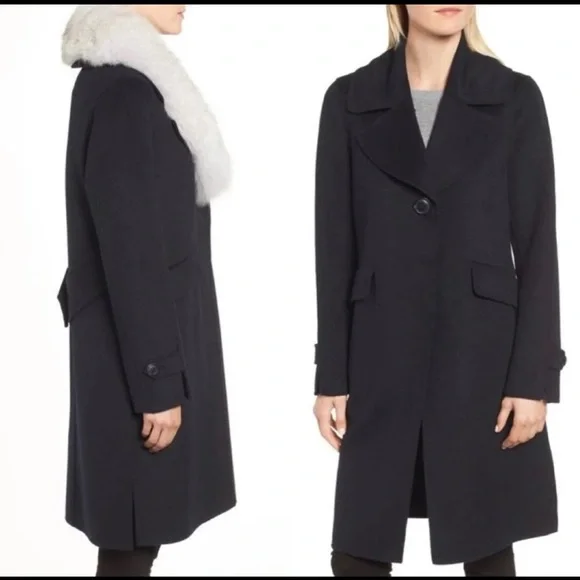 Derek Lam 10 Crosby Wool Trench Coat Faux Fur size medium designer NWT - Picture 2 of 8